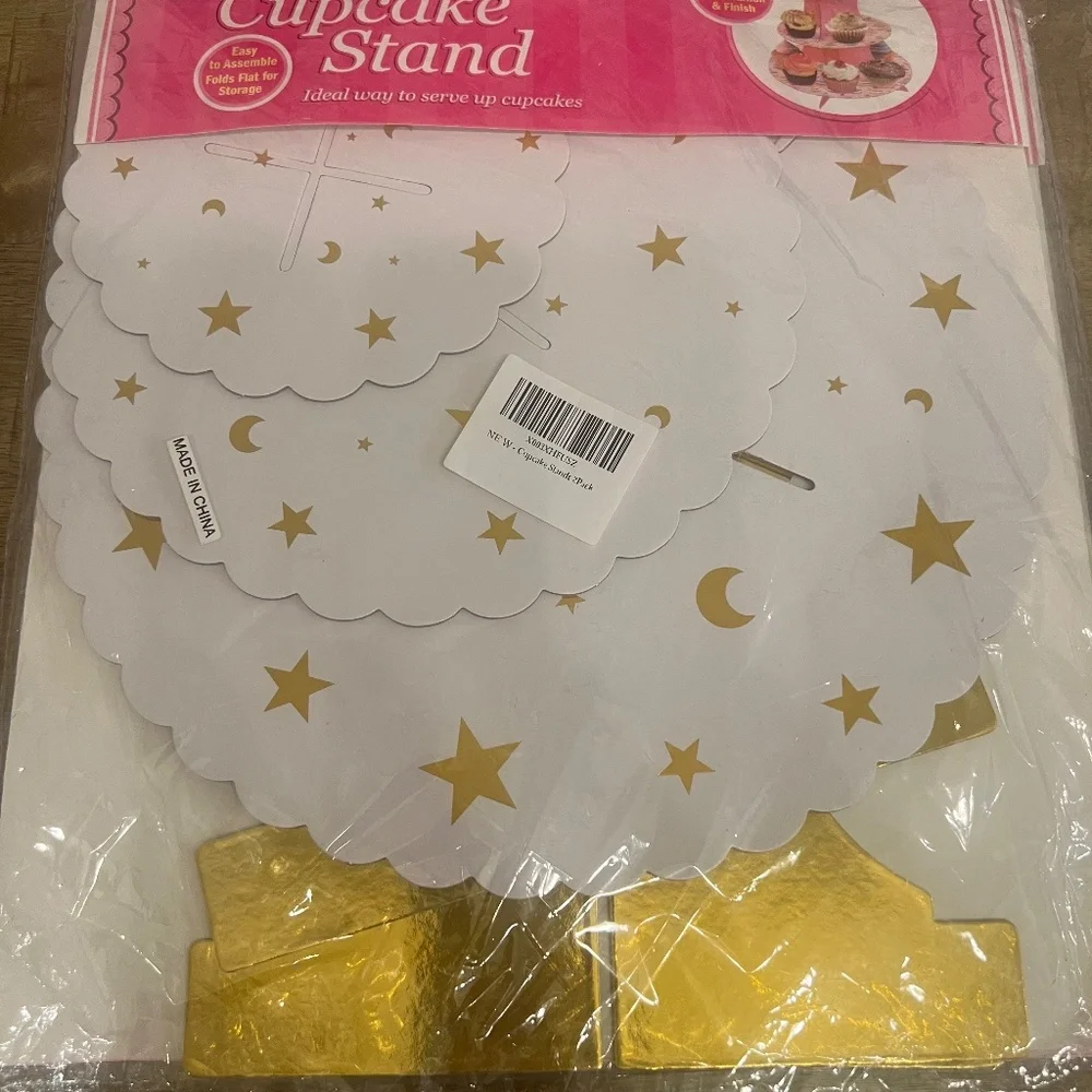 - 3 tier cupcake stand gold stars birthday